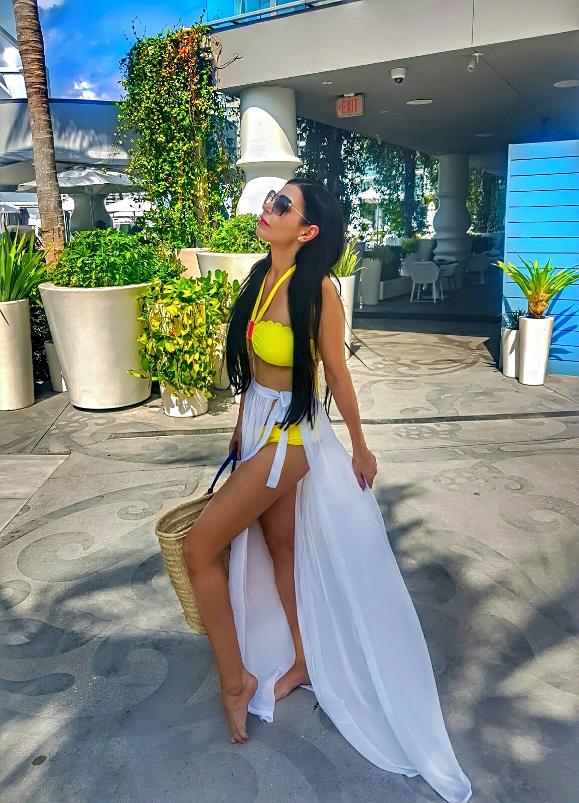 Miami white cover up skirt and bikini the Mondrian hotel