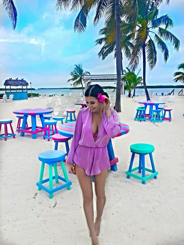 Asos lilac satin long sleeve romper coverup on the beach