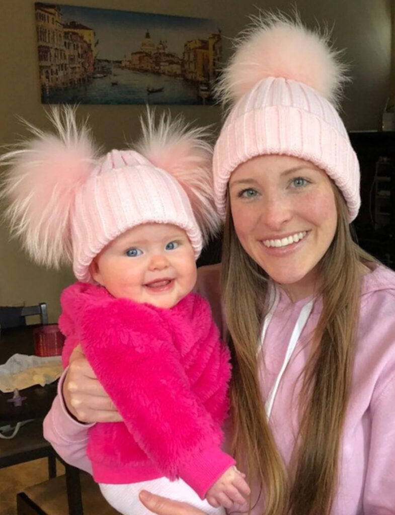 mommy and me matching kids pom pom knit winter hat holiday gift for kids