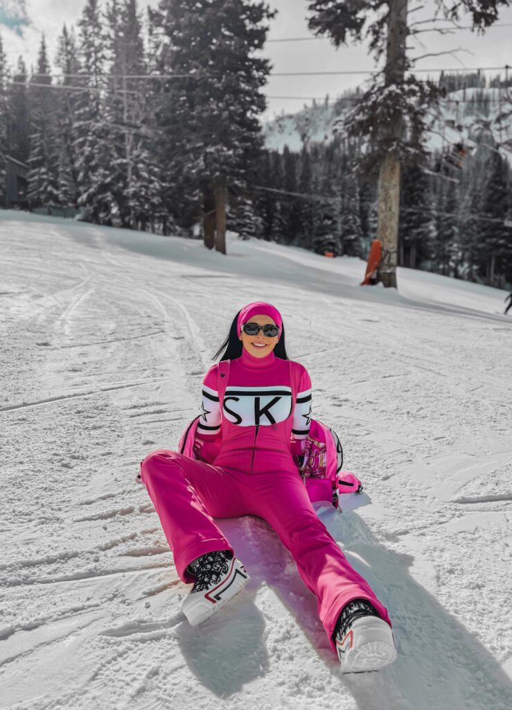 barbie pink ski suit outfit inspo 2024